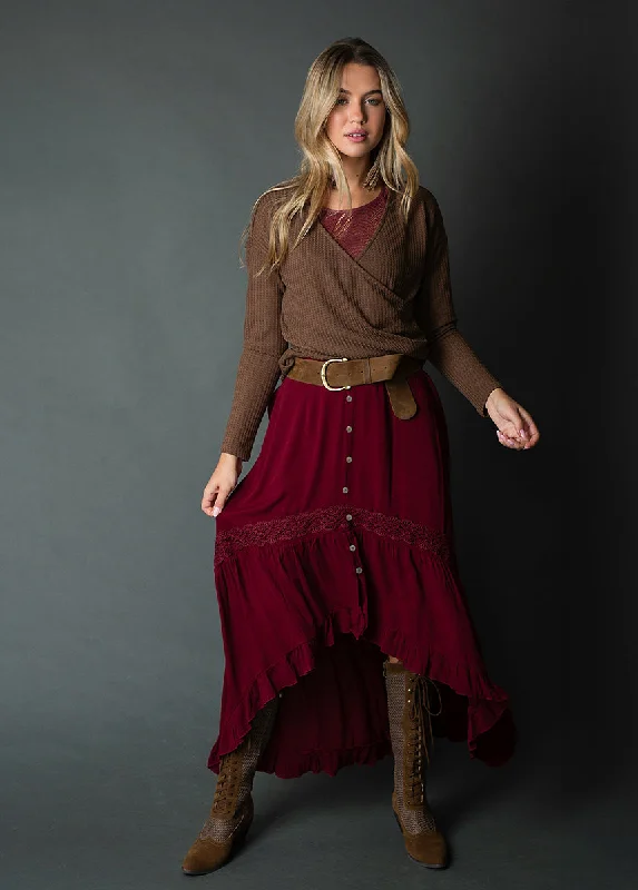 Alizah Skirt in Oxblood cashmere skirt soft