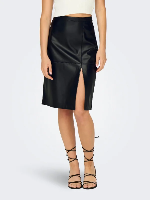 Γυναικεία φούστα δερματίνη ONLNEWOLINE FAUX LEATHER SKIRT CC OTW 15322453 | 15322453 silk skirt luxurious