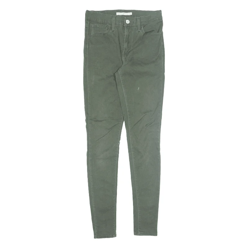 LEVI'S 720 High Rise Suede Feel Trousers Green Slim Skinny Womens W27 L30 Trousers Vintage Classic