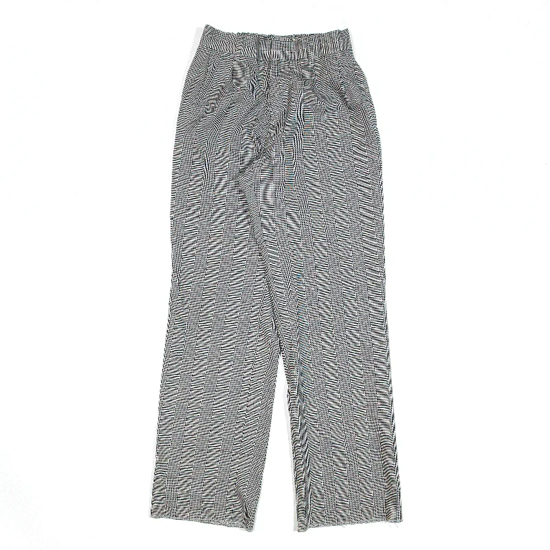 Grey Relaxed Straight Check Trousers Womens W21 L27 Trousers Summer Linen