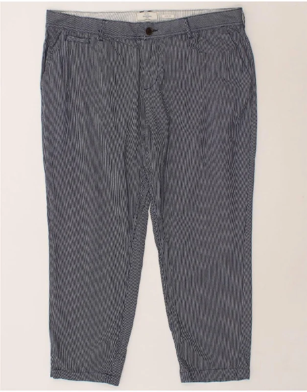 FAT FACE Womens Crop Chino Trousers UK 20 2XL W40 L27 Navy Blue Pinstripe Trousers Cargo pockets