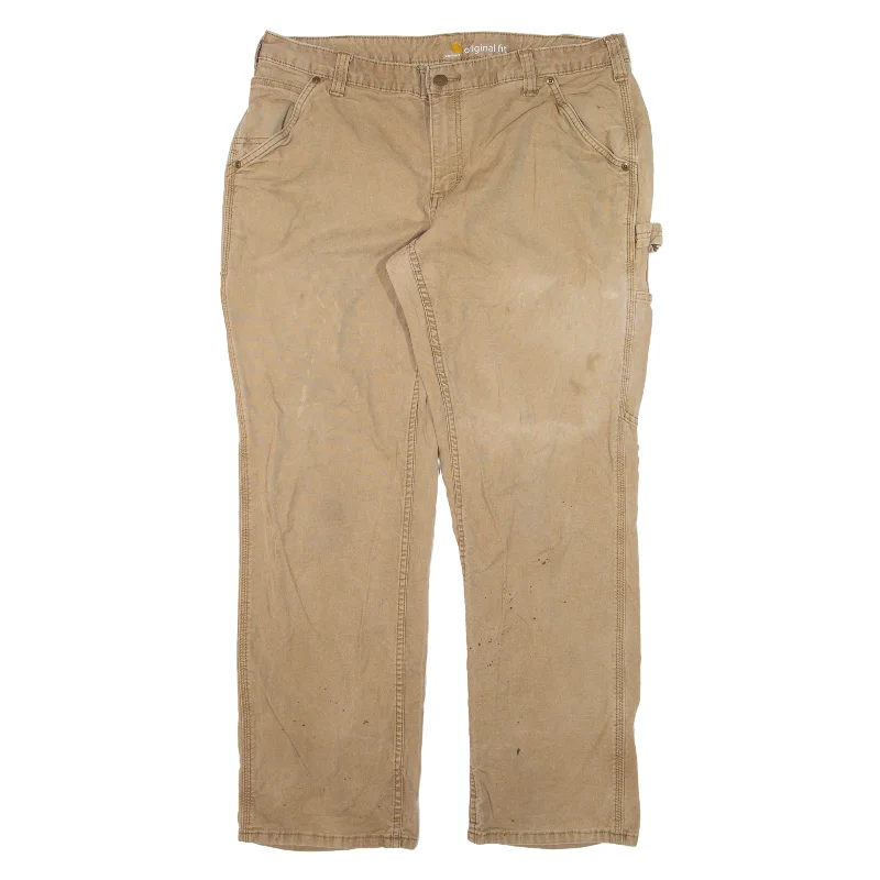 CARHARTT Carpenter Workwear Denim Trousers Beige Regular Straight Womens W34 L28 Trousers Favorite Customer