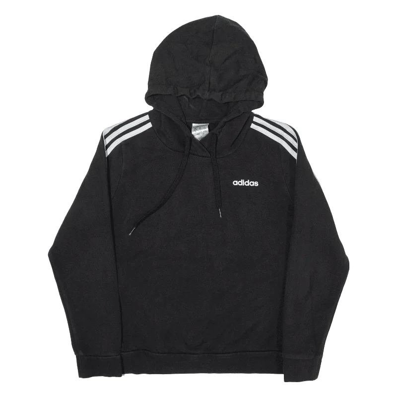 ADIDAS Hoodie Black Pullover Womens S Ribbed Crew Neck