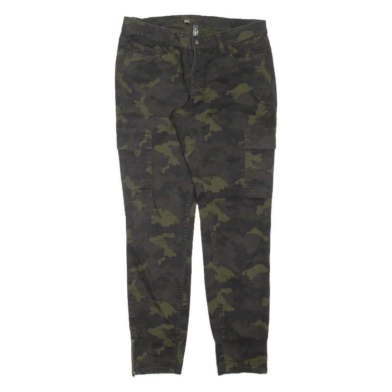 RAINBOW Cargo Camo Womens Trousers Green Regular Skinny W32 L30 Trousers stylish modern