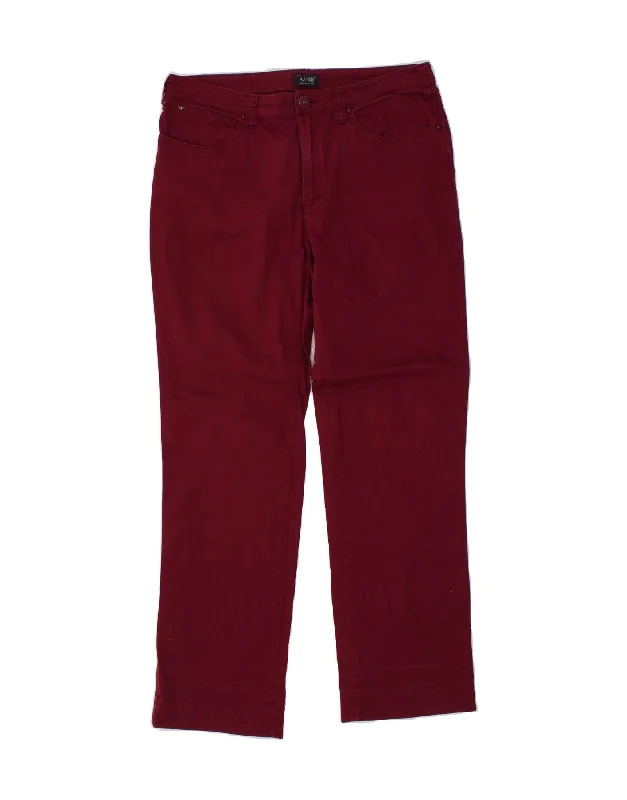 ARMANI Womens Straight Casual Trousers W33 L30  Maroon Trousers Low Rise Relaxed