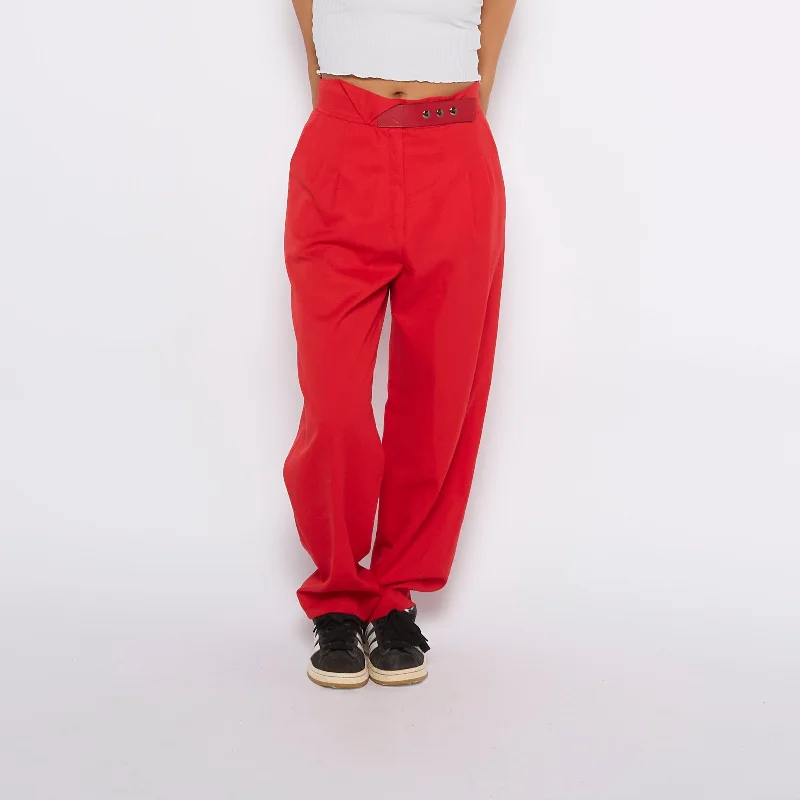 Belt  Tapered Trousers - UK 8 Trousers Yoga Stretchy