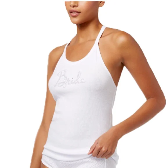 Betsey Johnson Bride Lace Racer-back Ribbed Tank New Without Tags (White,Small) solid color tank