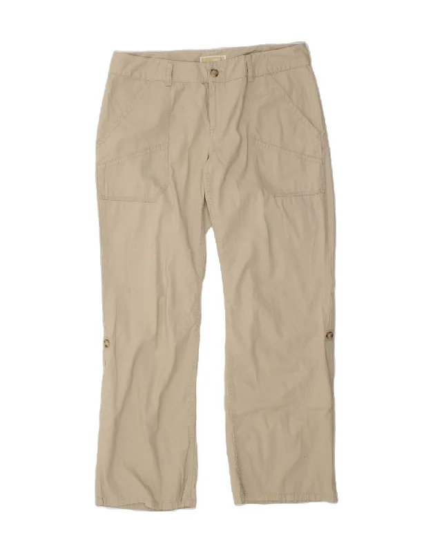 MICHAEL KORS Womens Straight Chino Trousers US 14 XL W36 L31 Beige Cotton Trousers Harem Relaxed Fit