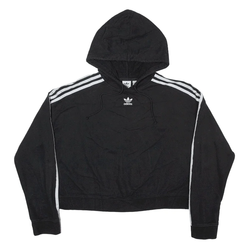 ADIDAS Hoodie Black Pullover Womens UK 14 Cable Knit Chunky