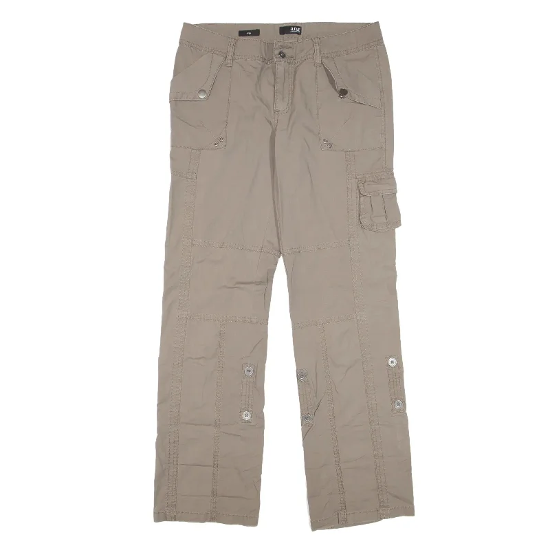 A NEW APPROACH Crop Y2K Trousers Brown Regular Straight Womens W30 L31 Trousers Cargo Utility