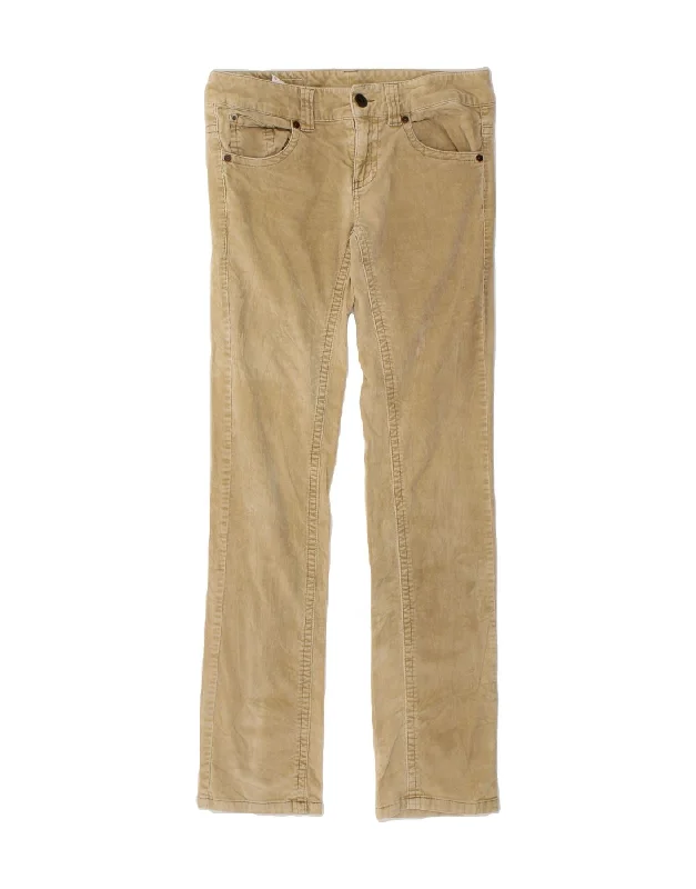 BENETTON Womens Straight Corduroy Trousers IT 42 Medium W34 L33 Beige Trousers Capri Summer