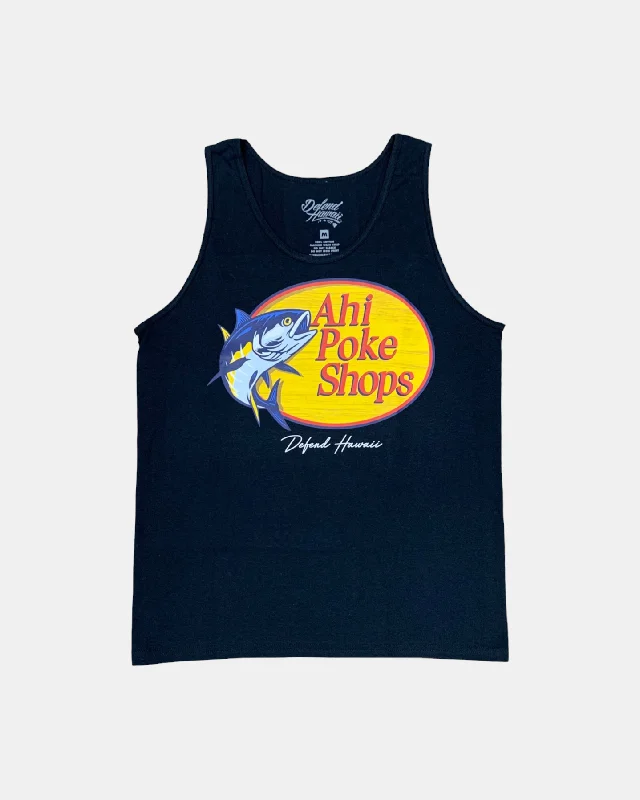 AHI POKE SHOPS Black Tank vibrant tank top