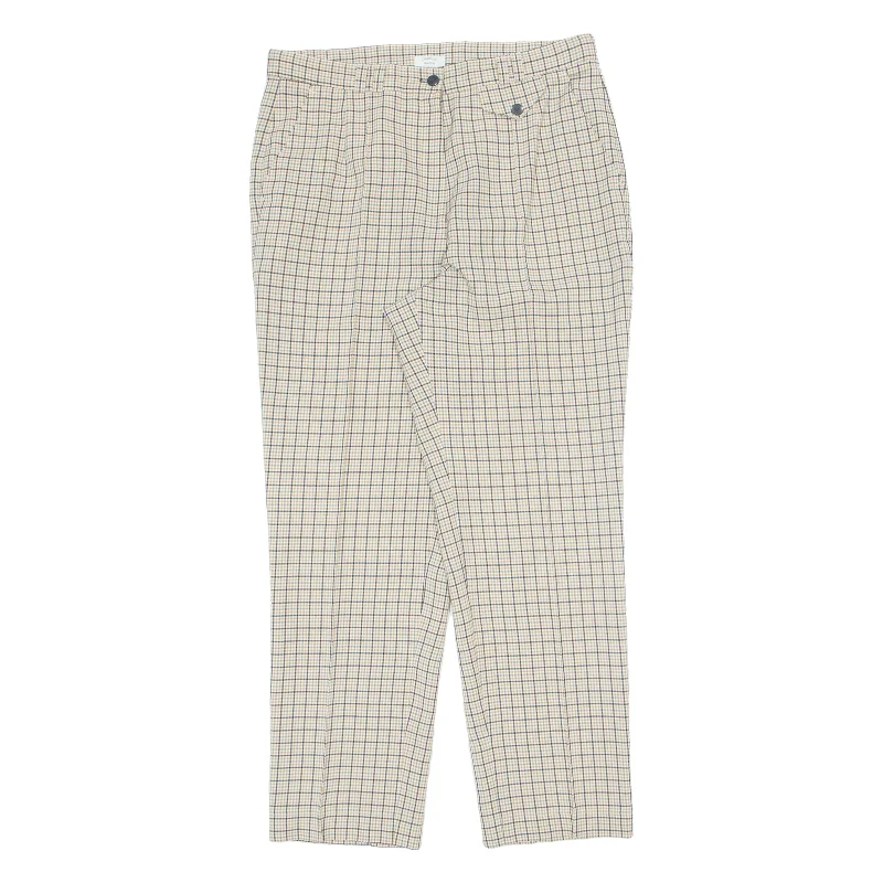 Check Chino Womens Trousers Cream Regular Straight 90s W32 L30 Trousers versatile functional