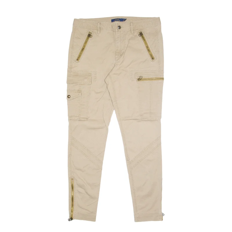 POLO RALPH LAUREN Cargo Trousers Beige Slim Skinny Womens W34 L30 Trousers Bridal Satin