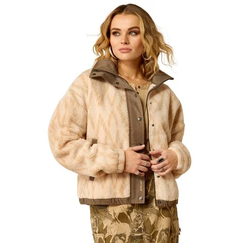 Ariat Women's Tonal Sand Print Sherpa Blocked Jacket Anorak Shell Jacket Lightweight Jacket