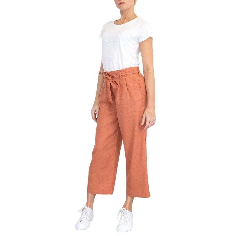 Brooke Amber Crop Wide Leg Culottes Loose Linen Trousers Trousers Pleated Formal