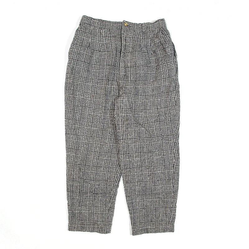 Cropped Wool Blend Grey Regular Mom Check Trousers Womens W24 L22 Trousers Designer Luxury