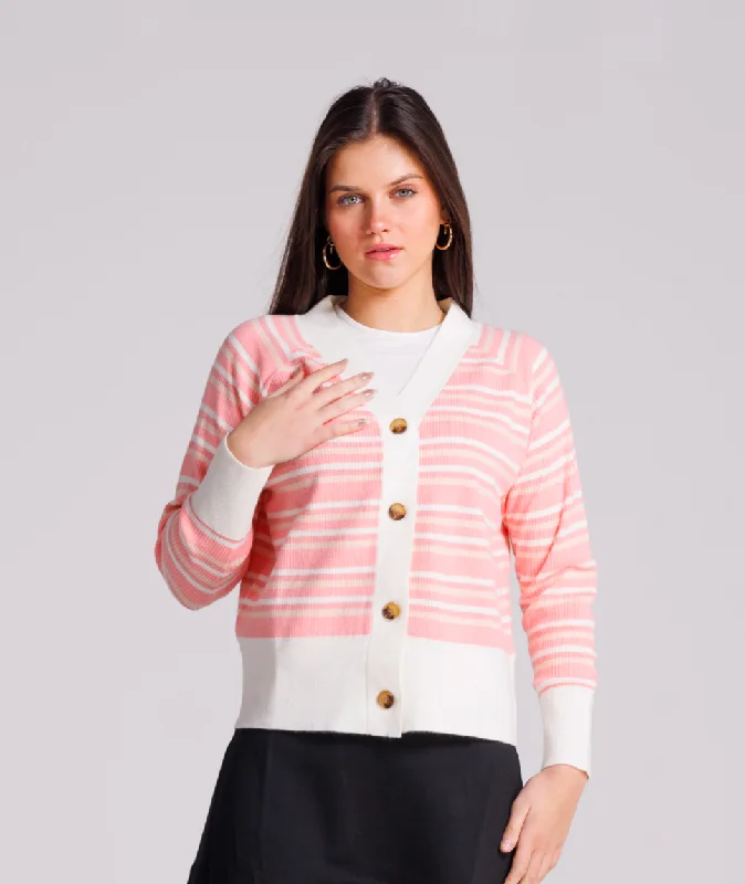 Cable Striped Cardigan Neon metallic Matte