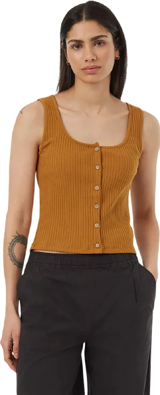 Rib Button Front Tank Top - Women's|-|Camisole côtelé boutonné sur le devant - Femme white tank top