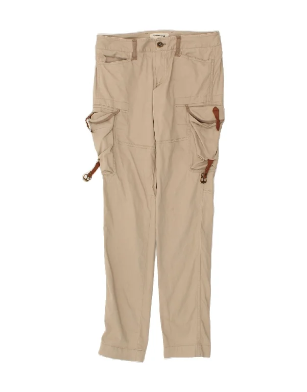 MASSIMO DUTTI Womens Slim Cargo Trousers W26 L30 Beige Cotton Trousers luxurious premium