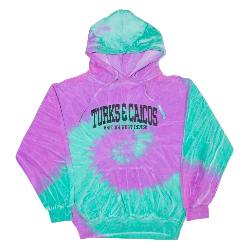 DESTINATIONS Turks & Caicos Tie Dye Hoodie Purple Pullover Womens S Fine Merino Wool