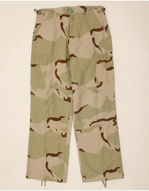 VINTAGE Womens Straight Cargo Trousers Large W34 L31  Khaki Camouflage Trousers Modern Contemporary