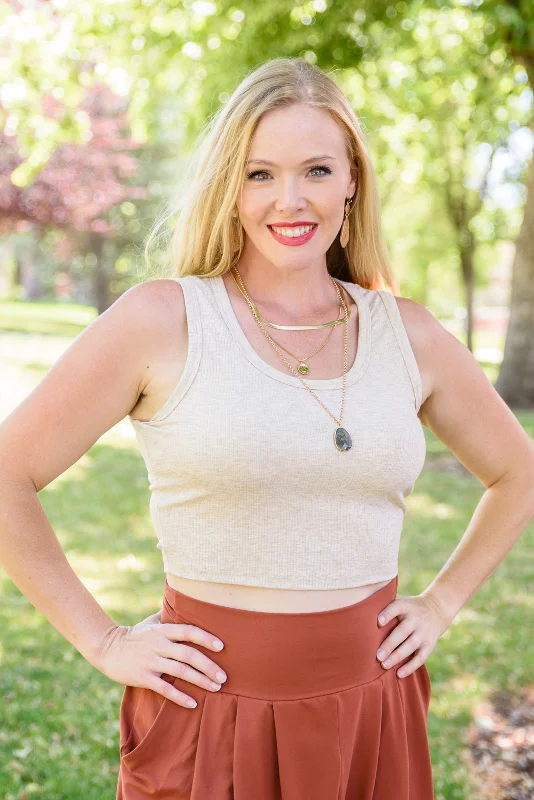 Oatmeal "Kelly" Crop Tank Top gold tank top