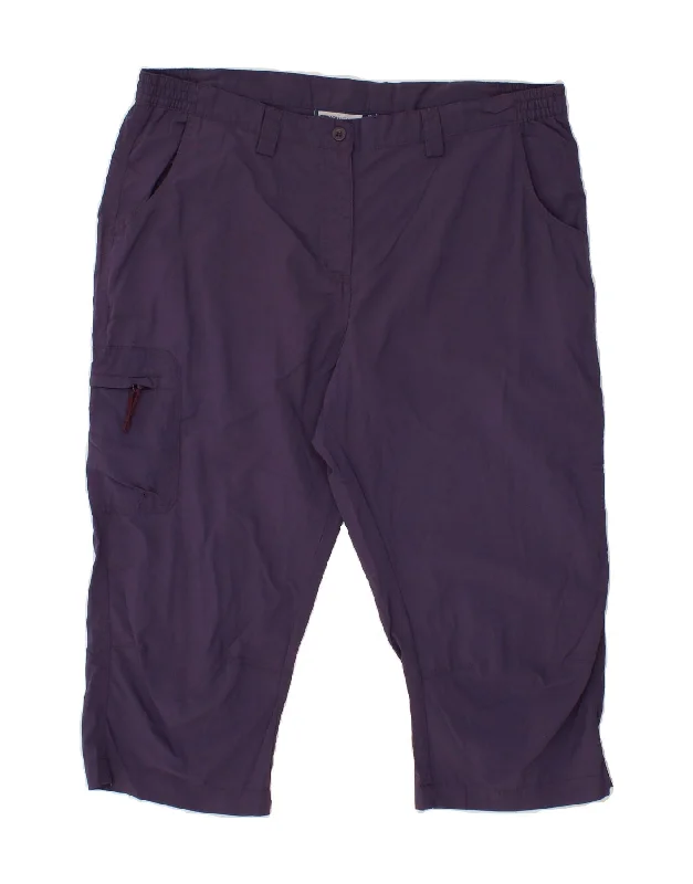 MOUNTAIN WAREHOUSE Womens Cargo Capri Trousers UK 16 Large W32 L20 Purple Trousers Low Rise Relaxed