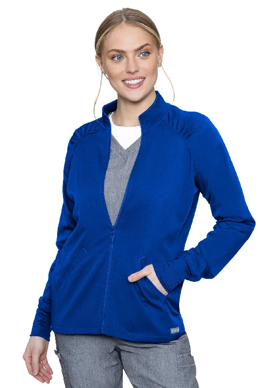 Raglan Warmup JACKET By Med Couture(MC Touch)  XS-3XL / Royal One-Shoulder Jacket Off-the-Shoulder Jacket Asymmetrical Jacket