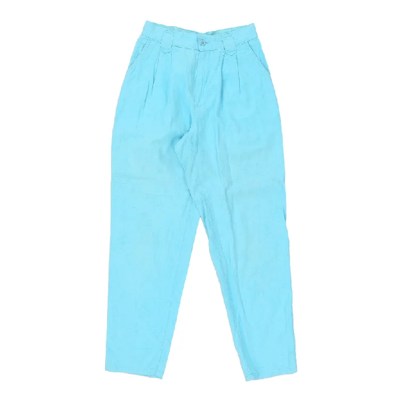 Benneton Trousers - 26W UK 6 Blue Cotton Trousers fashionable trendy