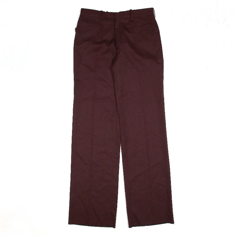 TREVIRA Wool Blend Maroon Relaxed Straight Trousers Womens W28 L35 Trousers Versatile Stylish