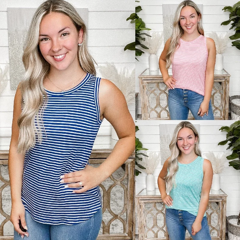 Time of Day Stripe Tank Top - 3 colors! grey tank top