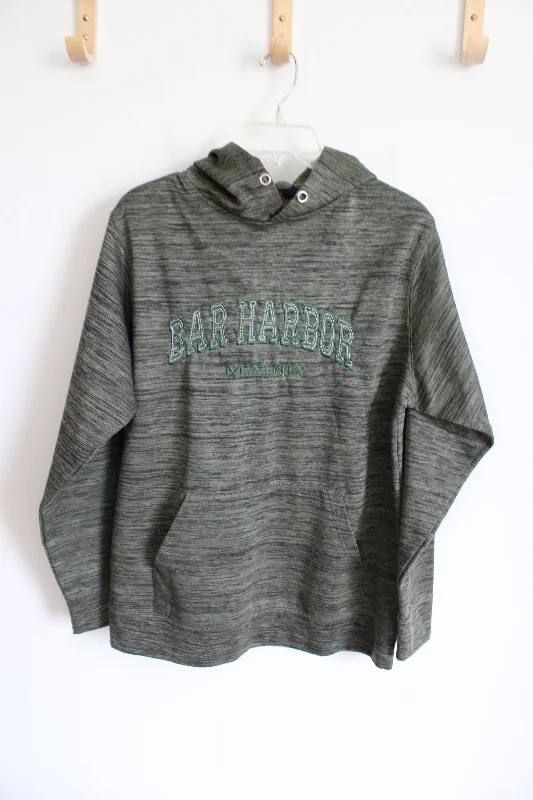 Basix Of America Bar Harbor Maine Green Fleece Lined Hoodie | S Hoodie with Zipper Placket Modern Functional