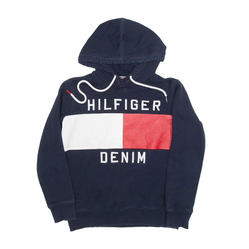 TOMMY HILFIGER Hoodie Blue Pullover Womens XXS Peter Pan Collar