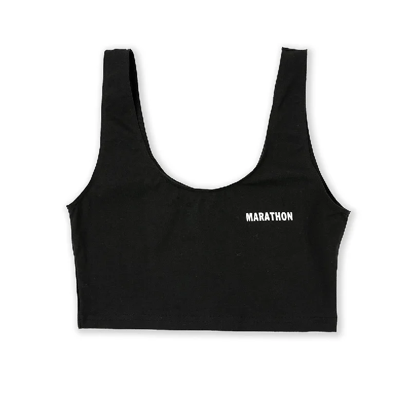 Marathon Womens Crop Tank - Black / White charcoal tank top