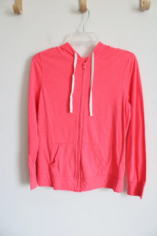 Old Navy Neon Pink Zip Up Lightweight Hoodie | XS Hoodie with High Neck Warm Protective