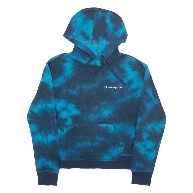 CHAMPION Tie Dye Hoodie Blue Pullover Womens XS Plunging Neck Pullover