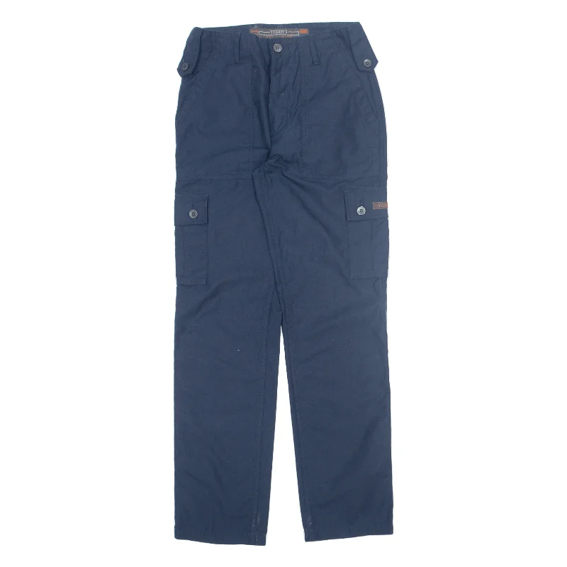 TEDDY'S Cargo Womens Trousers Blue Regular Straight 90s W26 L32 Trousers Office Stylish