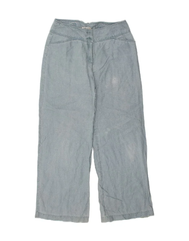 LAURA ASHLEY Womens Wide Leg Casual Trousers UK 14 Medium W30 L32  Blue Trousers Versatile Stylish