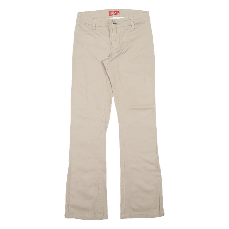 DICKIES Workwear Womens Trousers Beige Slim Bootcut W28 L30 Cropped Trousers Casual Linen