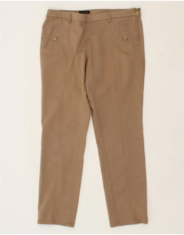 MASSIMO DUTTI Womens Slim Casual Trousers EU 44 XL W34 L28  Beige Cotton Trousers stylish elegant