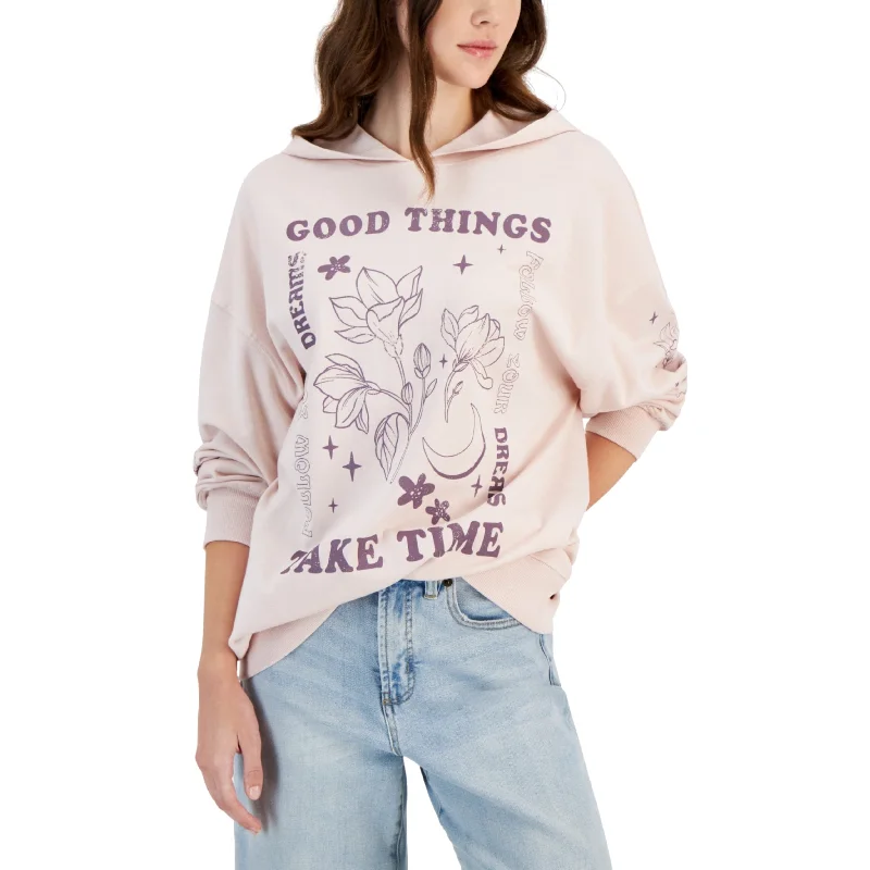 REBELLIOUS ONE - Good Things Take Time Graphic-Print Hoodie Hoodie with Crew Neck Simple Timeless