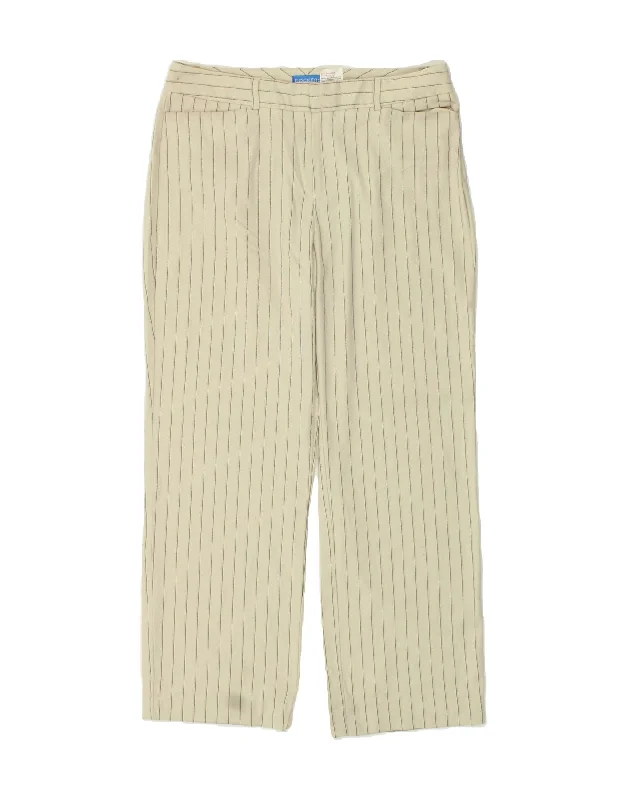 DOCKERS Womens Straight Casual Trousers US 14 Large W34 L30 Beige Striped Trousers Top Rated