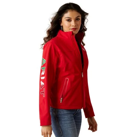 Ariat Women's Classic Team Softshell Red MEXICO Water Resistant Jacket Chenille Fabric Brocade Fabric Lace Fabric