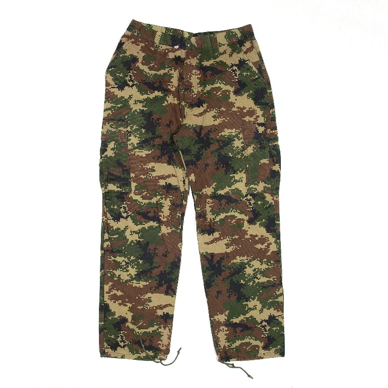 Camo Cargo Trousers Green Regular Tapered Womens W26 L26 Trousers Fall Fleece