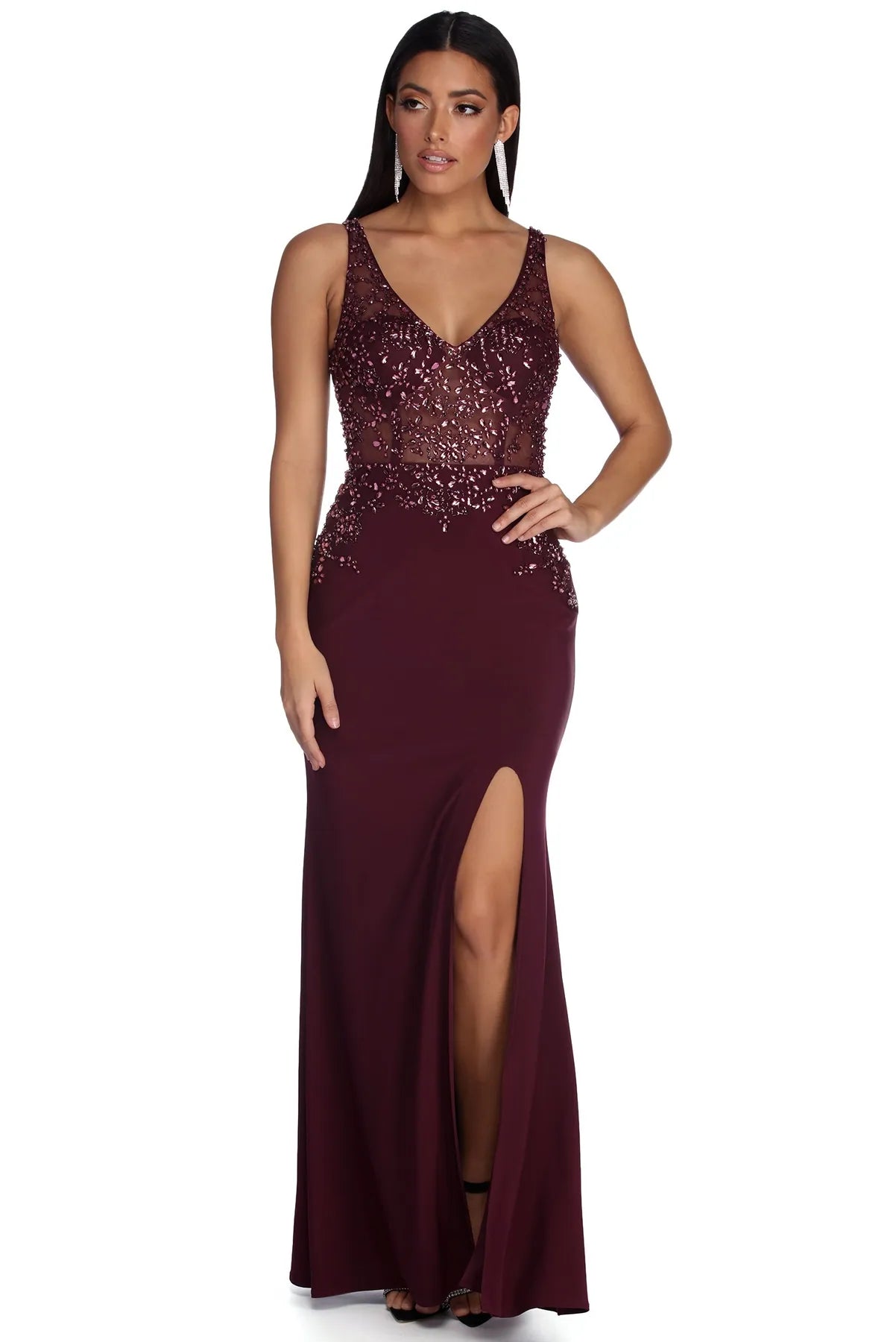 Valerie Beaded Vixen Evening Dress Satin Halter Glamorous