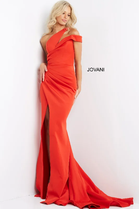 One Shoulder Ruched Evening Dress By Jovani -04222 Tunics Silk luxurious