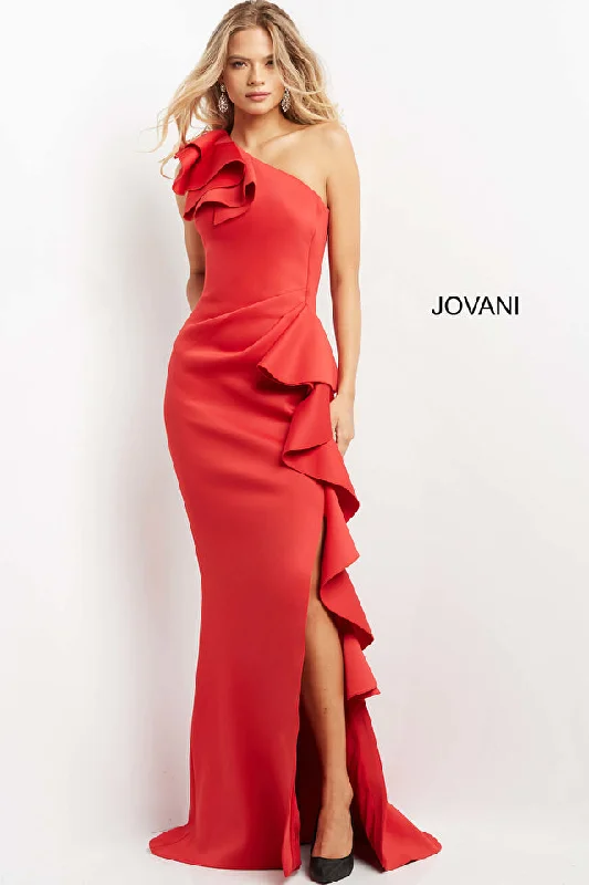 One Shoulder Ruffle Evening Dress By Jovani -06603 Tunics Short Trendy