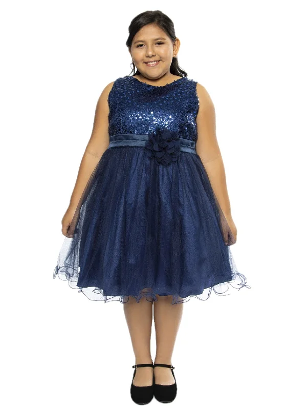 Big Girls Sequin Tulle Plus Size Party Dress 16.5-20.5 Halter Neckline Beach