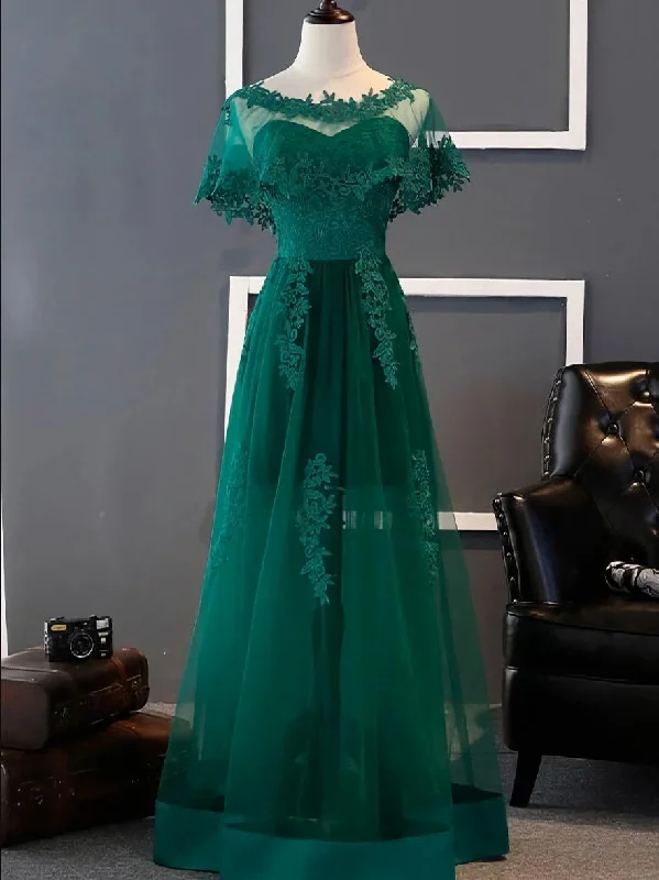 Charming Dark Green Long A-line Party Dress , Bridesmaid Dress Tunics Custom made